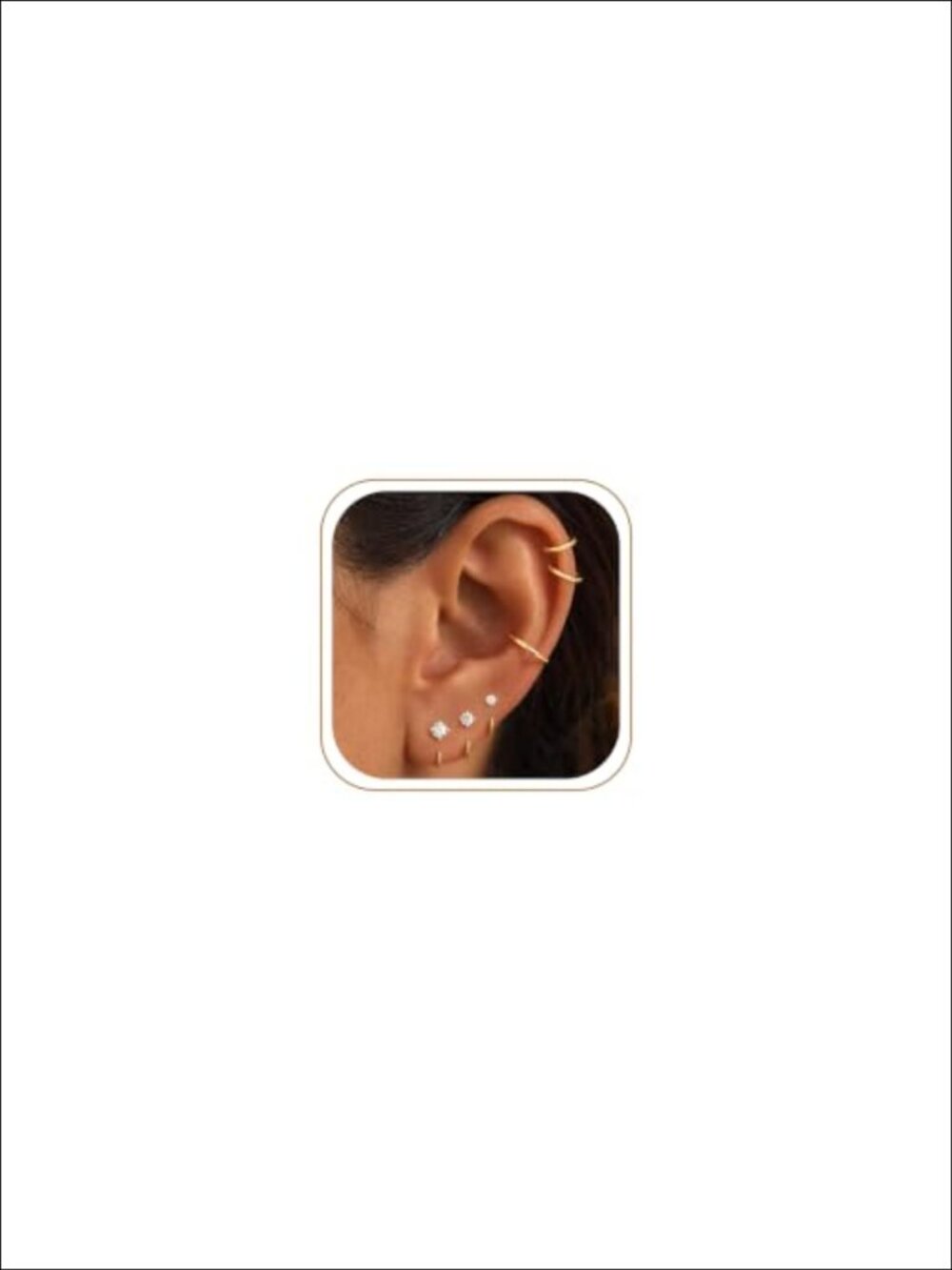 14K Gold Plated Backless Hoop Earrings Set 6 Pairs Hypoallergenic Sleep Friendly